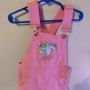 Pink unicorn overalls